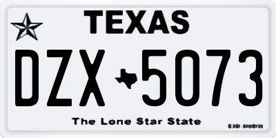 TX license plate DZX5073