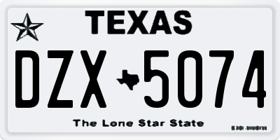 TX license plate DZX5074