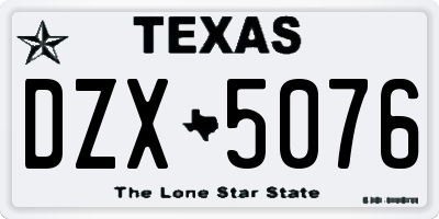 TX license plate DZX5076