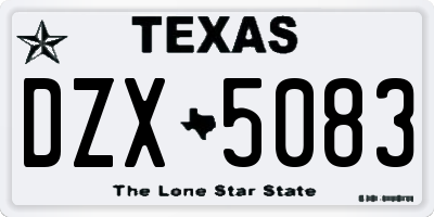 TX license plate DZX5083