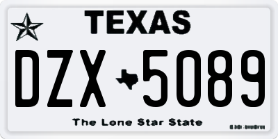 TX license plate DZX5089