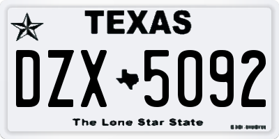 TX license plate DZX5092