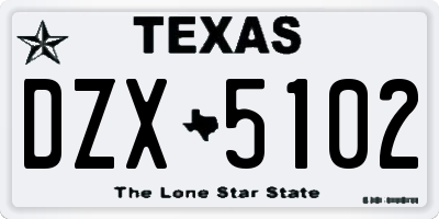 TX license plate DZX5102