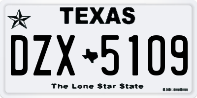 TX license plate DZX5109