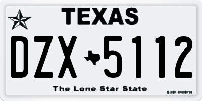 TX license plate DZX5112