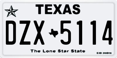 TX license plate DZX5114