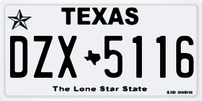 TX license plate DZX5116