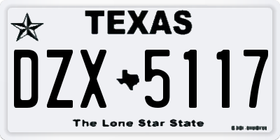 TX license plate DZX5117