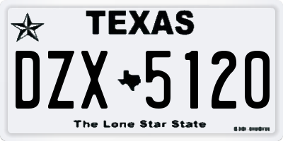 TX license plate DZX5120