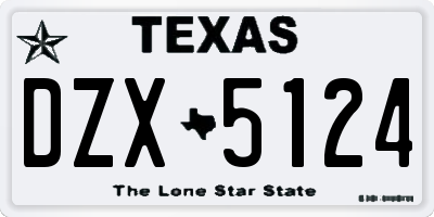 TX license plate DZX5124