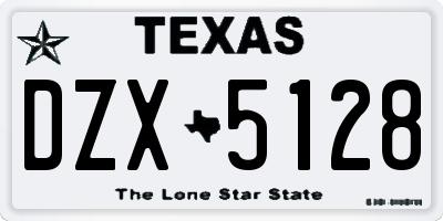 TX license plate DZX5128