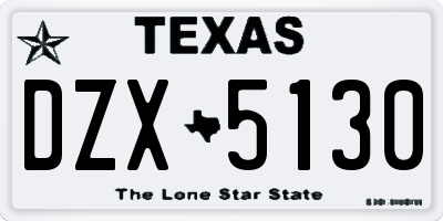TX license plate DZX5130