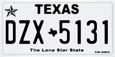 TX license plate DZX5131