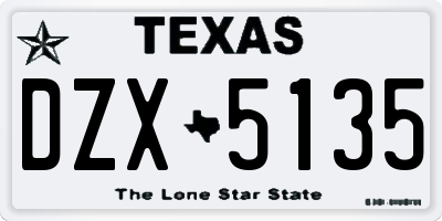 TX license plate DZX5135
