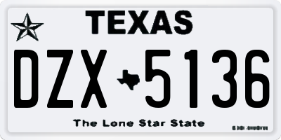 TX license plate DZX5136