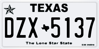 TX license plate DZX5137