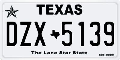 TX license plate DZX5139