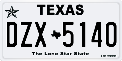 TX license plate DZX5140