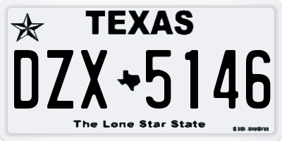 TX license plate DZX5146