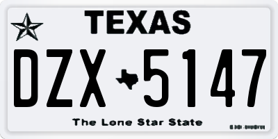 TX license plate DZX5147