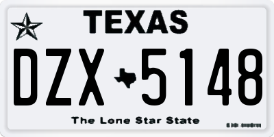 TX license plate DZX5148