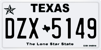TX license plate DZX5149