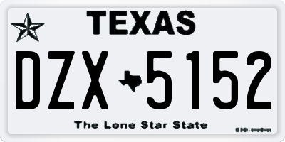 TX license plate DZX5152