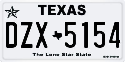 TX license plate DZX5154