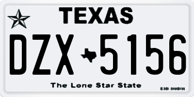 TX license plate DZX5156