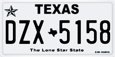 TX license plate DZX5158