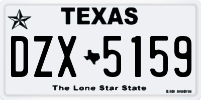TX license plate DZX5159