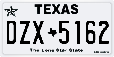 TX license plate DZX5162