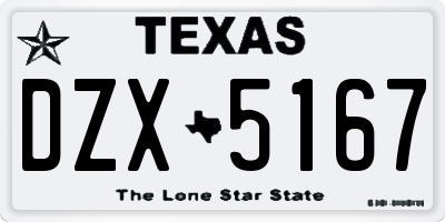 TX license plate DZX5167