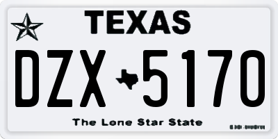 TX license plate DZX5170