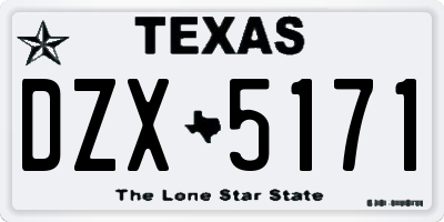 TX license plate DZX5171