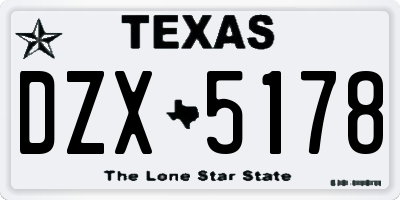 TX license plate DZX5178