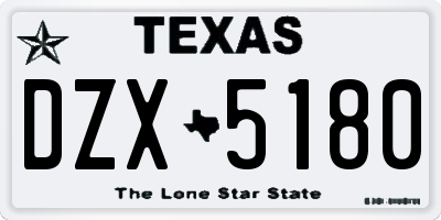 TX license plate DZX5180
