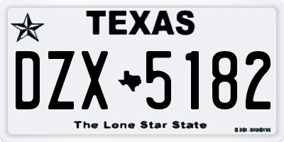 TX license plate DZX5182