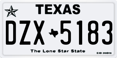 TX license plate DZX5183