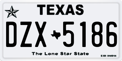 TX license plate DZX5186