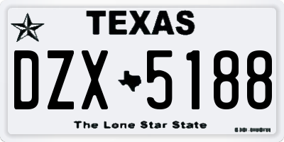 TX license plate DZX5188
