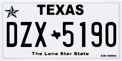 TX license plate DZX5190