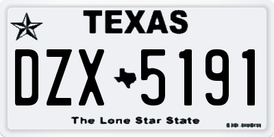 TX license plate DZX5191