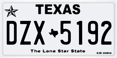 TX license plate DZX5192