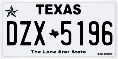 TX license plate DZX5196
