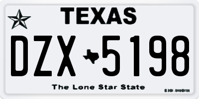 TX license plate DZX5198