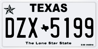 TX license plate DZX5199