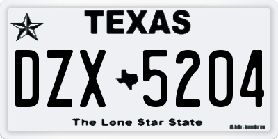 TX license plate DZX5204