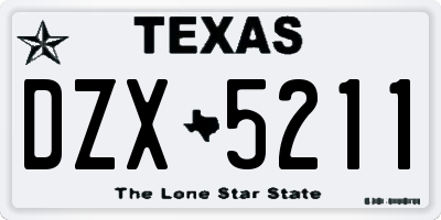 TX license plate DZX5211