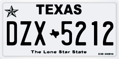 TX license plate DZX5212